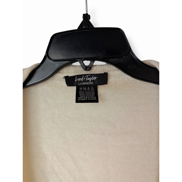 Lord And Taylor Sweater Womens XL Ivory Off White 100% Cashmere Cardigan Soft - Picture 3 of 4